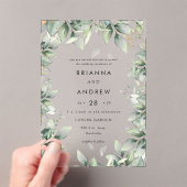Invitations En Acrylique Acrylique Mariage Eucalyptus moderne (In situ (ordinateur de poche))