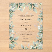 Invitations En Acrylique Acrylique Mariage Eucalyptus moderne (Recto)