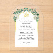 Invitations En Acrylique ACRYLIQUE NIKAH WALIMA Roses Blanches Or Élégant (Recto)