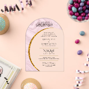 Invitations En Acrylique ACRYLIQUE NIKAH WALIMA Texte Doré Élégant Islamiqu