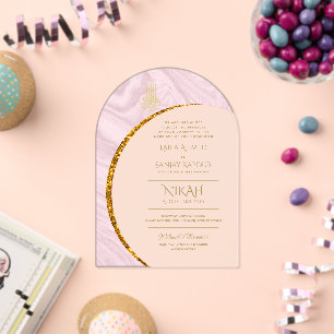 Invitations En Acrylique ACRYLIQUE NIKAH WALIMA Texte Doré Élégant Islamiqu