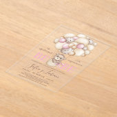Invitations En Acrylique Acrylique ours ballons Baby shower fille espagnole (Poser)
