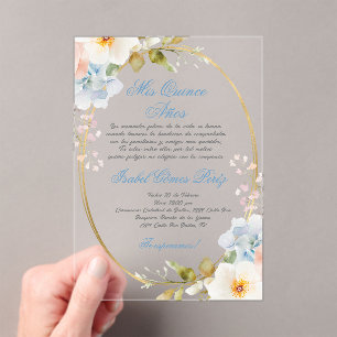 Invitations En Acrylique Acrylique rose doux Quinceañera