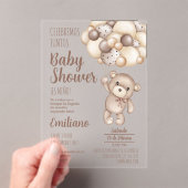 Invitations En Acrylique Acrylique Teddy Bear Baby shower Espagnol Invitati (In situ (ordinateur de poche))