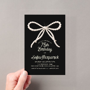 Invitations En Acrylique ACRYLIQUE TRANSPARENT 75e Anniversaire Noir Blanc