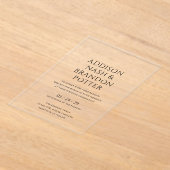 Invitations En Acrylique Addison Noir et Blanc Classique Mariage élégant (Poser)
