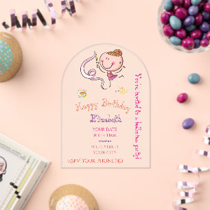 Invitations En Acrylique Adorable Ballerine en forme de bâtonnet rose arc-e