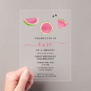 Invitations En Acrylique Adorable dans un Melon Watermelon Eté Anniversaire