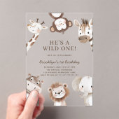 Invitations En Acrylique Adorable Safari Animal Thème 1er Anniversaire (In situ (ordinateur de poche))