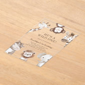 Invitations En Acrylique Adorable Safari Animal Thème 1er Anniversaire (Poser)