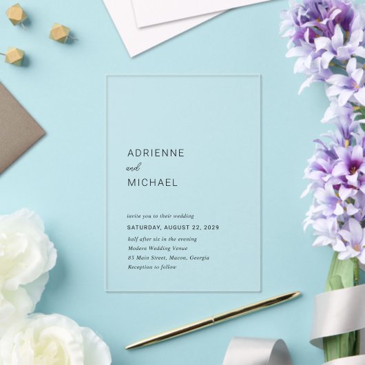 Invitations En Acrylique Adrienne Simple Mariage moderne (Insitu (Mariage))
