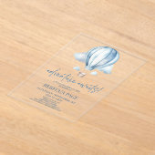 Invitations En Acrylique Adventure Attend ! Baby shower Blue Hot Air Balloo (Poser)