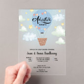 Invitations En Acrylique Adventure Await Blue Air Balloon Baby shower (In situ (ordinateur de poche))