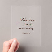 Invitations En Acrylique Adventure awaits 1st birthday name date planeretro (In situ (ordinateur de poche))