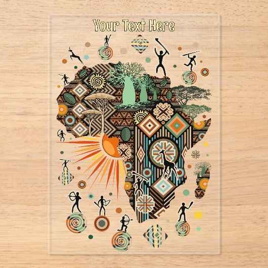 Invitations En Acrylique Africa Map Decorative Tribal Elements Pattern (Recto)
