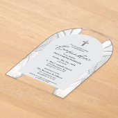 Invitations En Acrylique Agate Blanc Argent Confirmation Moderne Élégante (Poser)
