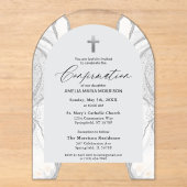 Invitations En Acrylique Agate Blanc Argent Confirmation Moderne Élégante (Recto)