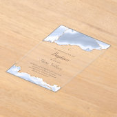 Invitations En Acrylique agate bleu pastel Baptême (Poser)