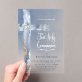 Invitations En Acrylique agate bleue | Première communion (In situ (ordinateur de poche))