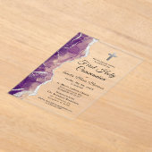 Invitations En Acrylique Agate d'argent pourpre Première Sainte Communion F (Poser)