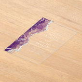 Invitations En Acrylique Agate d'argent violet Élégant Mariage moderne (Poser)