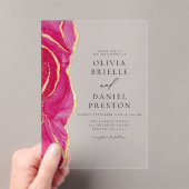 Invitations En Acrylique Agate d'or rose chaud moderne mariage élégant (In situ (ordinateur de poche))