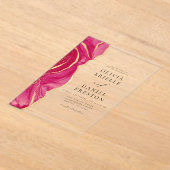 Invitations En Acrylique Agate d'or rose chaud moderne mariage élégant (Poser)