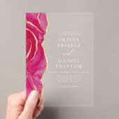 Invitations En Acrylique Agate d'or rose chaud moderne mariage élégant (In situ (ordinateur de poche))