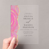 Invitations En Acrylique Agate d'or rose moderne Mariage élégant (In situ (ordinateur de poche))