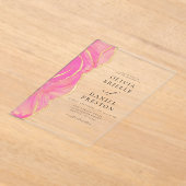 Invitations En Acrylique Agate d'or rose moderne Mariage élégant (Poser)