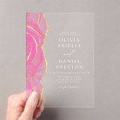 Invitations En Acrylique Agate d'or rose moderne Mariage élégant (In situ (ordinateur de poche))