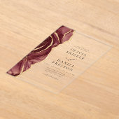 Invitations En Acrylique Agate dorée Bourgogne moderne Mariage élégant (Poser)