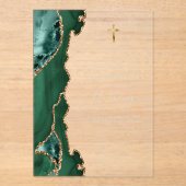 Invitations En Acrylique Agate Green Gold Texte Première Sainte Communion (Recto)