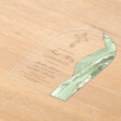 Invitations En Acrylique Agate Vert Sauge Première Communion (Poser)