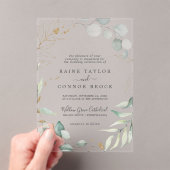 Invitations En Acrylique Airy Greenery Gold Leaf Botanical Modern Mariage (In situ (ordinateur de poche))