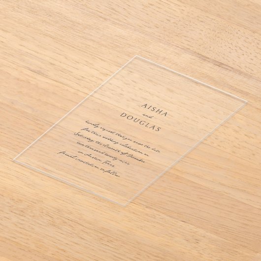 Invitations En Acrylique Aisha Elegant Mariage moderne Enregistrer la date (Poser)