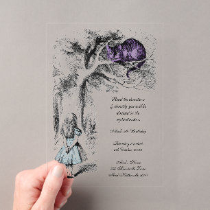 Invitations En Acrylique Alice au Pays des Merveilles Chat du Cheshire Non-