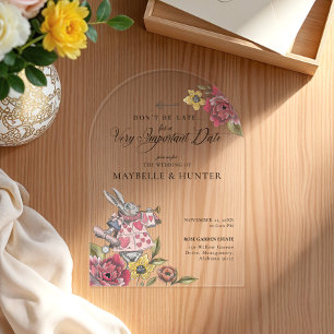 Invitations En Acrylique Alice au Pays des Merveilles Mariage Chic Vintage