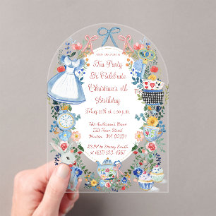Invitations En Acrylique Alice enchantée colorée au pays des merveilles Ann