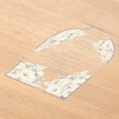 Invitations En Acrylique All White Floral Bridal Shower (Poser)