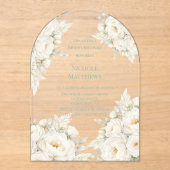 Invitations En Acrylique All White Floral Bridal Shower (Recto)