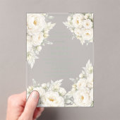 Invitations En Acrylique All White Floral Wedding Couples Shower (In situ (ordinateur de poche))