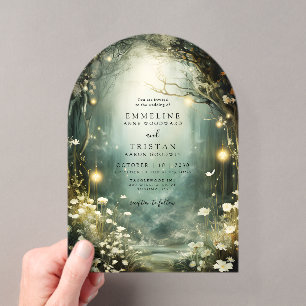 Invitations En Acrylique Allée de fleurs de la forêt enchantée pour arche d