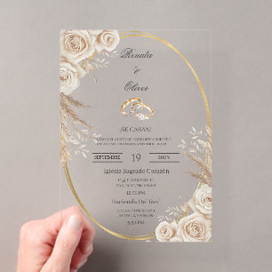 Invitations En Acrylique Alliance de mariage ovale Boho carton d'invitation
