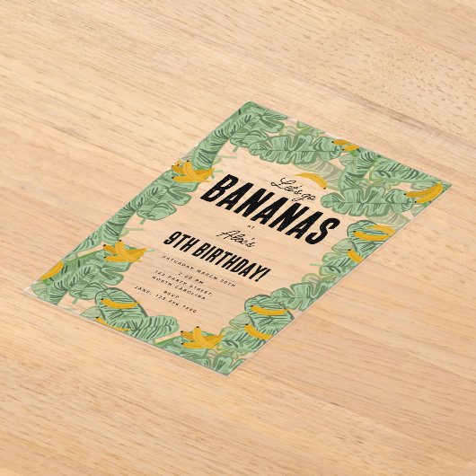 Invitations En Acrylique Allons-y Bananas Banana Tropical Birthday Theme (Poser)