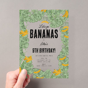 Invitations En Acrylique Allons-y Bananes Thème d'anniversaire Tropical Ban