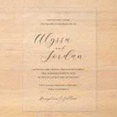 Invitations En Acrylique Alyssa Calligraphie Typographie Mariage élégant (Recto)