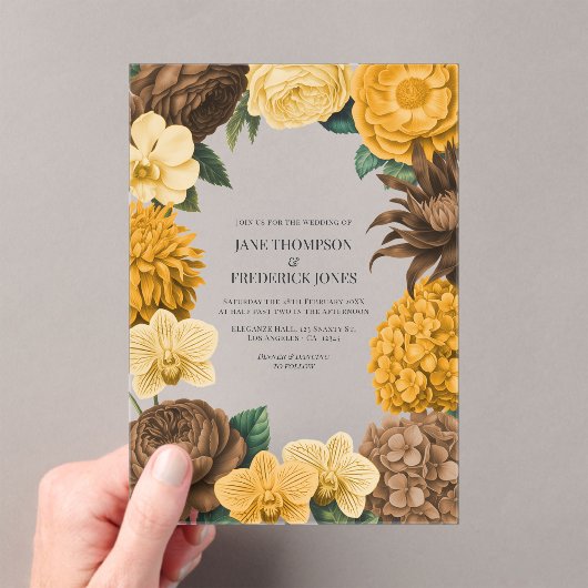 Invitations En Acrylique Amber Honey, Desert Clay & Marigold Bloom Wedding (In situ (ordinateur de poche))