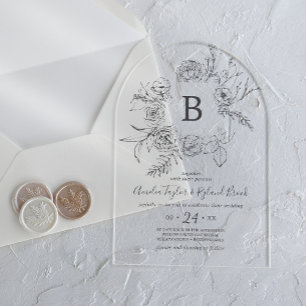 Invitations En Acrylique AMELIA Boho Arch Botanogramme Mariage floral