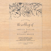 Invitations En Acrylique AMELIA Classic Bohème Floral Mariage (Recto)